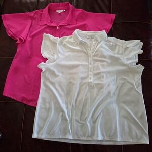 Chico's Pink and White Polo Shirts Size 20